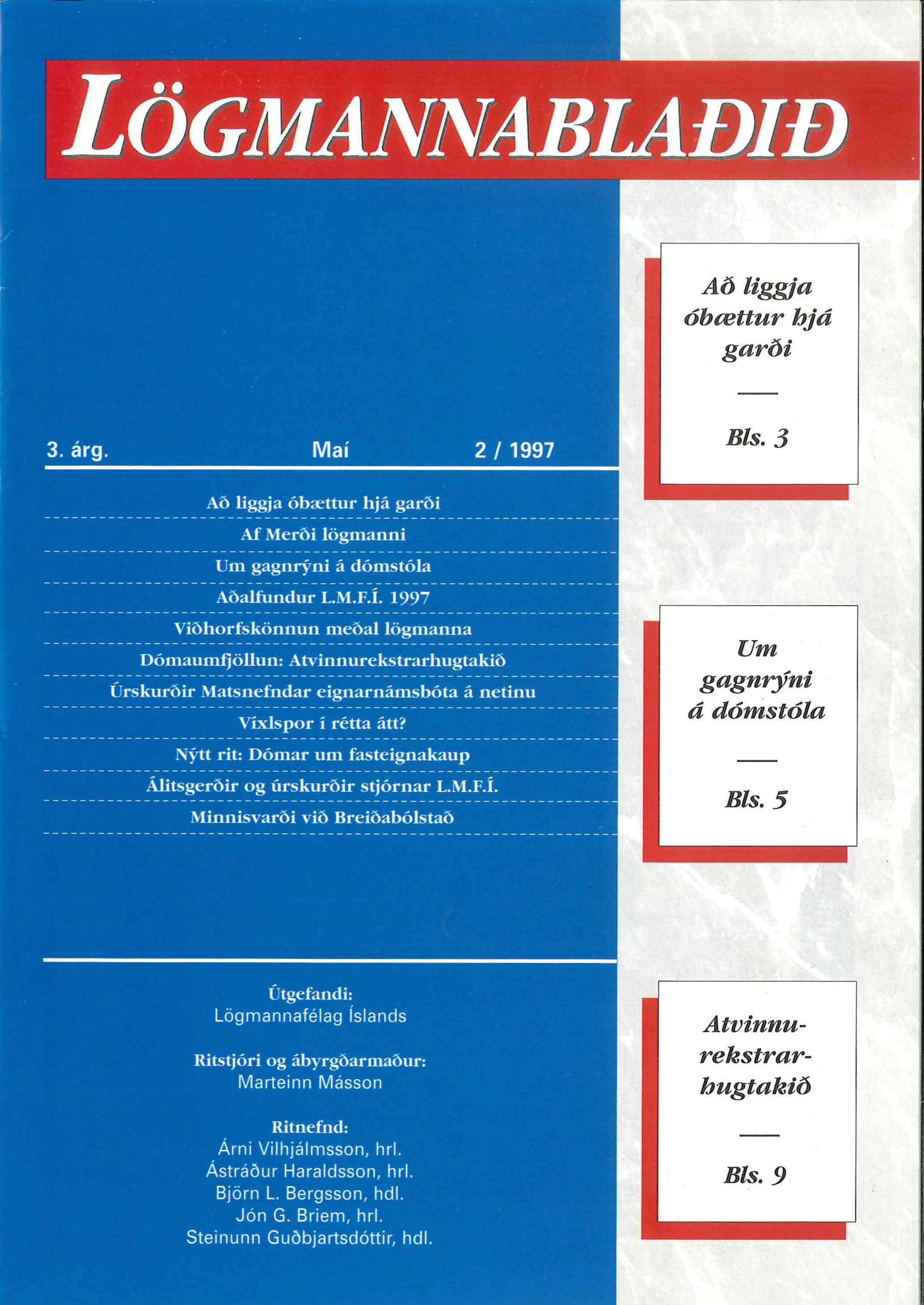Lögmannablaðið 1995, 1 tölublað, 1 árgangur